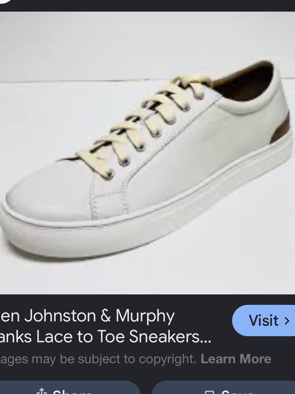 Johnston & Murphy Banks Lace to Toe Sheepskin Leather White Brown Sneaker 12